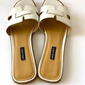 NINE WEST GIANNA CUTOUT SANDALS WHITE Size 10.5
